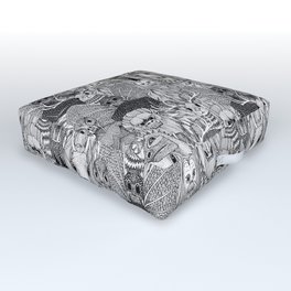 cryptid crowd black white Outdoor Floor Cushion | Jerseydevil, Legend, Illustration, Mythical, Blackandwhite, Mokele Mbembe, Seaserpent, Folklore, Drawing, Cryptid 