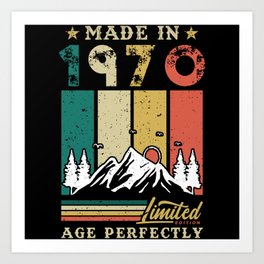 Vintage 1970 Birthday Art Print | Retro, Matured, Made In, Nature, Birthday Gift, Limited Edition, Women, Mountains, Born, Born 1970 
