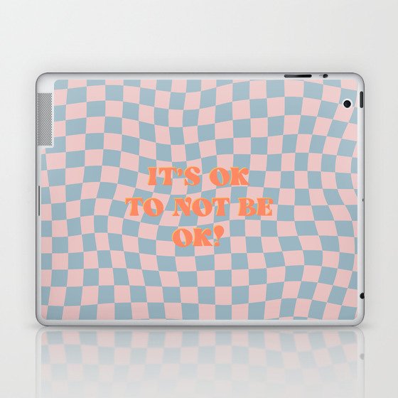 It's OK Quote on Retro Checkered Swirl Pattern Laptop & iPad Skin