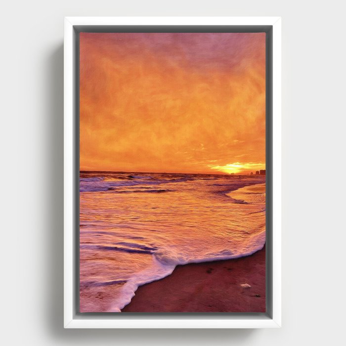 The Golden Phoenix Rises at Sunset Framed Canvas