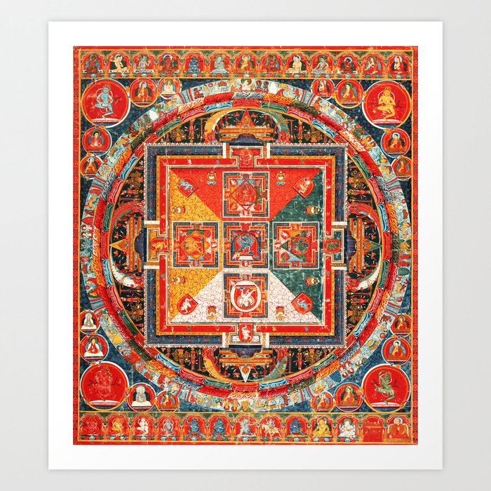 Shri Hevajra Tantric Buddhist Mandala Art Print