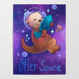 Kawaii Otter Space Poster