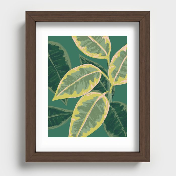 Verigated Pink Rubber Plant Painting Recessed Framed Print