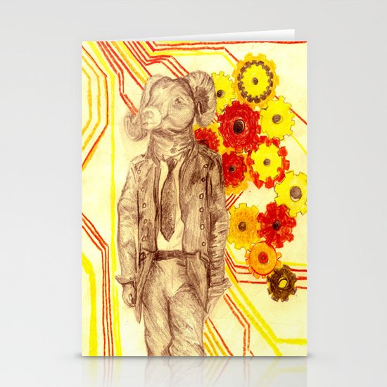 Steampunk Ram Stationery Cards