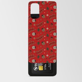 Ladybug and Floral Seamless Pattern on Red Background Android Card Case