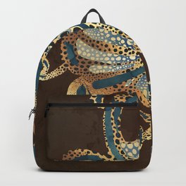 Underwater Dream VI - Custom Backpack | Nature, Brown, Contemporary, Blue, Graphicdesign, Orange, Underwater, Abstract, Octopus, Custom 