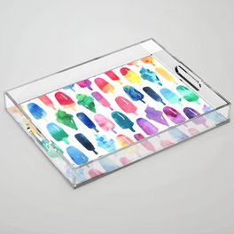 Rainbow Watercolor Popsicles Ice Cream Cones Acrylic Tray