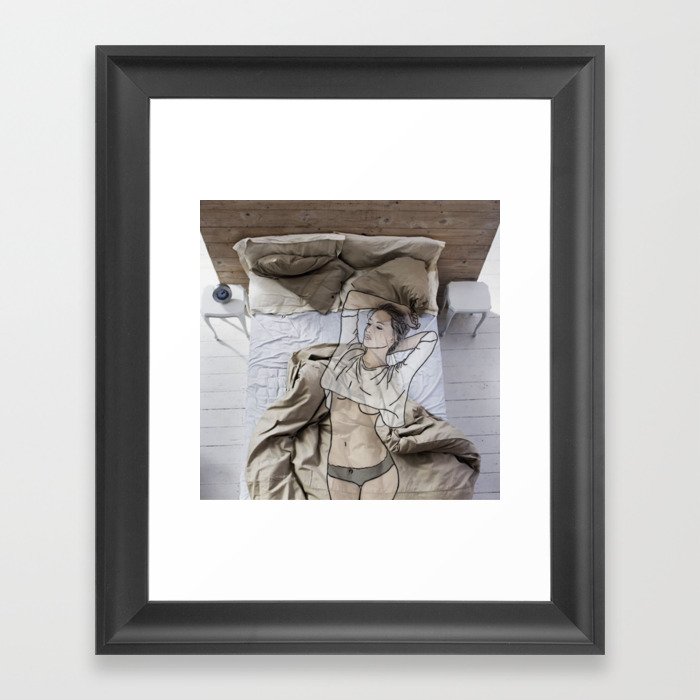A day in bed Framed Art Print by Laure.B | Society6