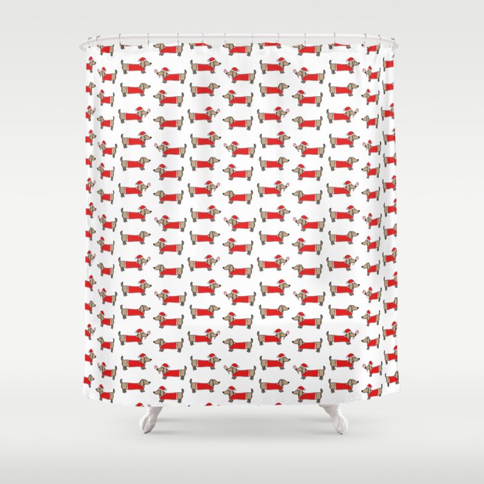 Christmas dachshund pattern Shower Curtain
