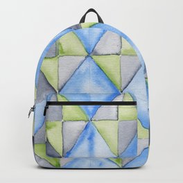 Blue Shades | 190112 Watercolor Abstract Geometry Backpack