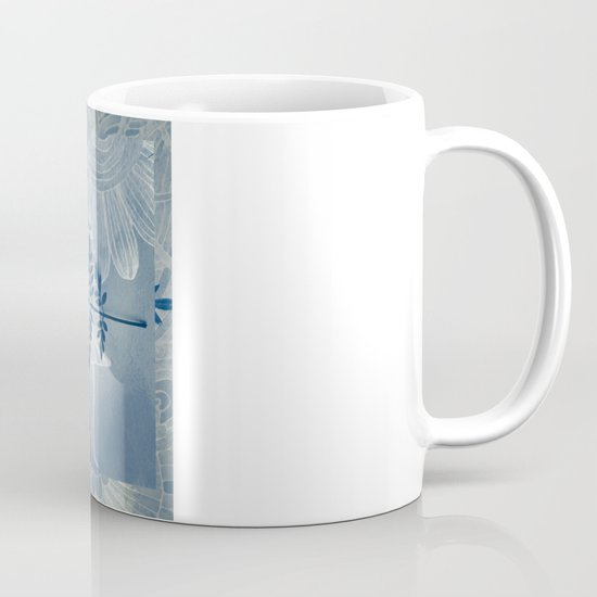 Jacaranda Leaf in Blue, Cream, Grey Mug