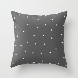 Dark grey background with white triangle seamless pattern Throw Pillow