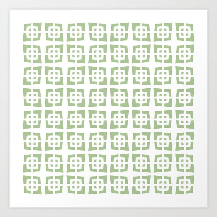 Mid Century Modern Pattern 272 Nile Green Art Print