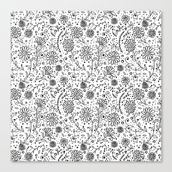 Doodle floral pattern Canvas Print