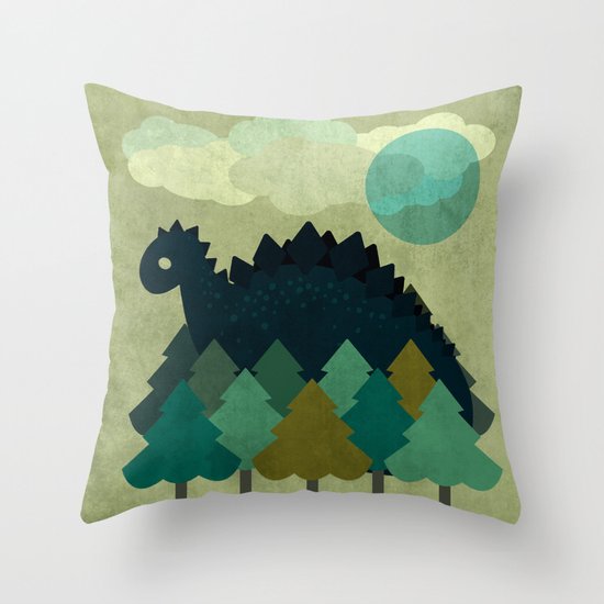 BLUE DINO Throw Pillow