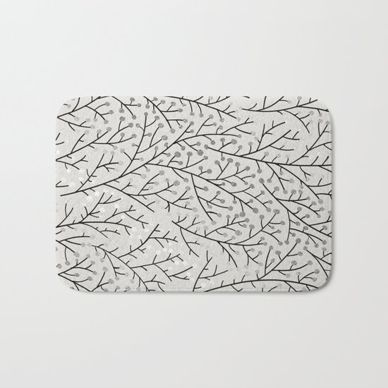 Berry Branches – Silver & Black Bath Mat