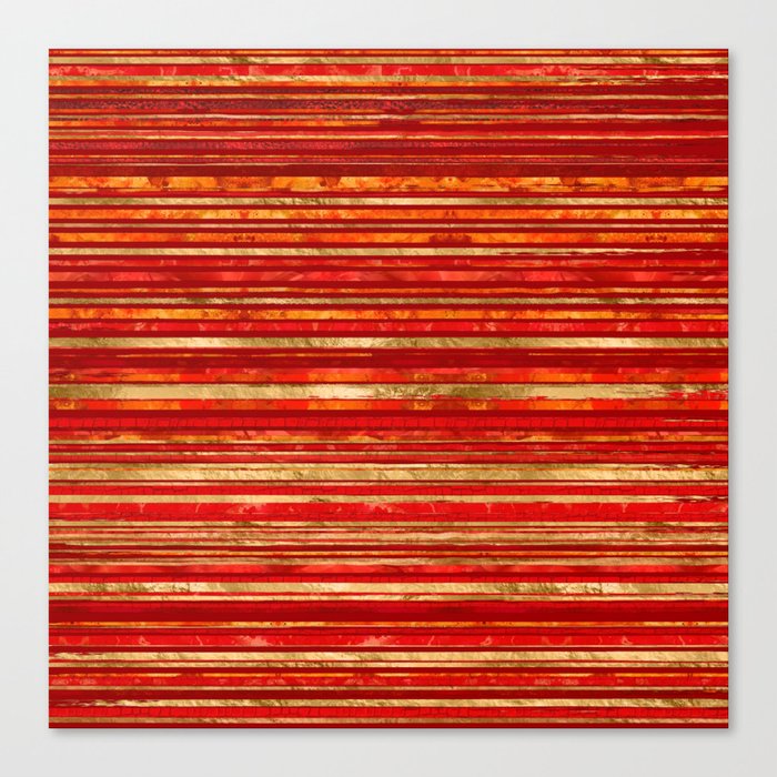 Brush Lines and Strokes -Reds and Gold Canvas Print