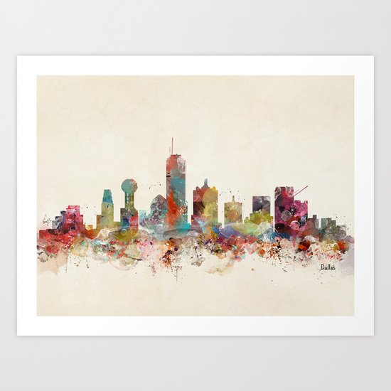 dallas texas skyline Art Print