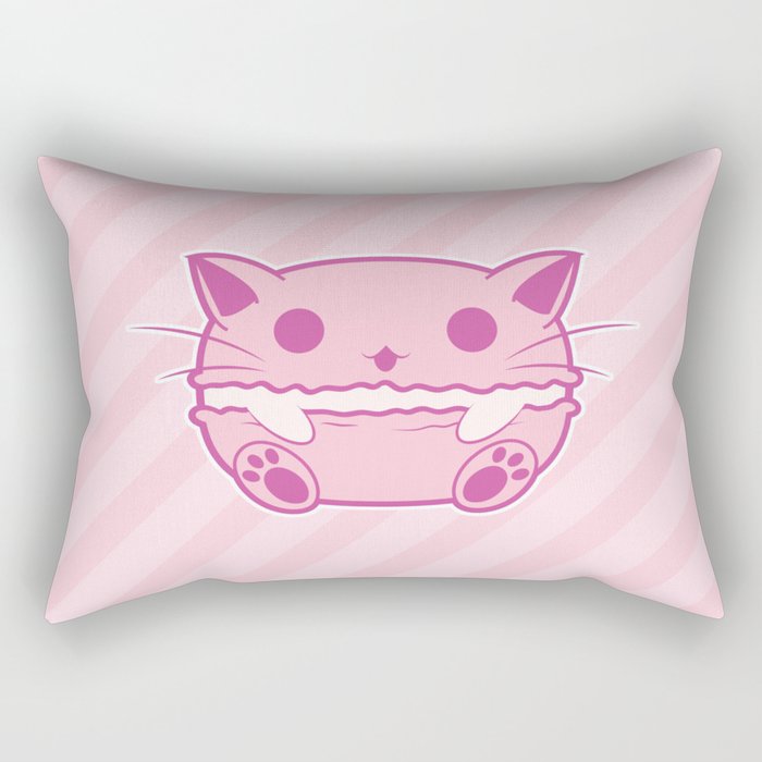 Pink Kawaii Cat Macaroon Rectangular Pillow