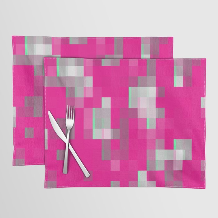 geometric pixel square pattern abstract background in pink Placemat