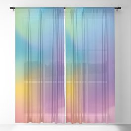 Rainbow Marble Gradient Mesh Sheer Curtain