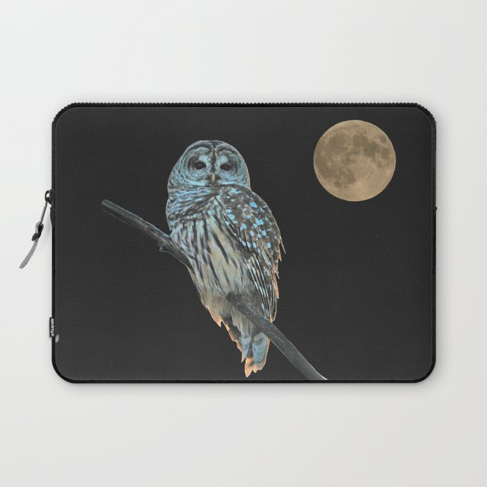Owl, See the Moon: Barred Owl Laptop Sleeve