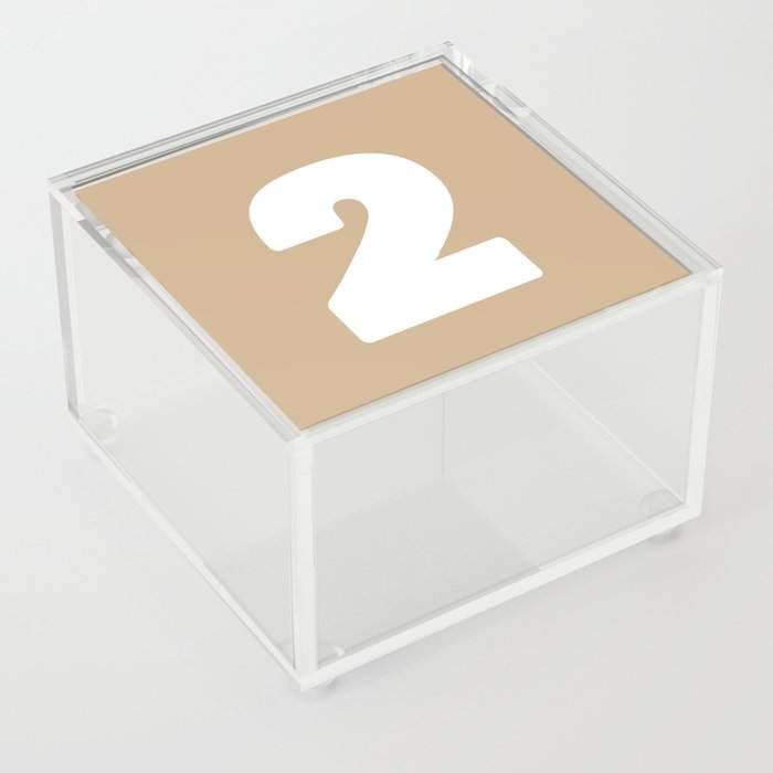 2 (White & Tan Number) Acrylic Box