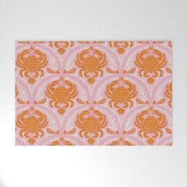 Orange Crab On Pink Pattern Welcome Mat