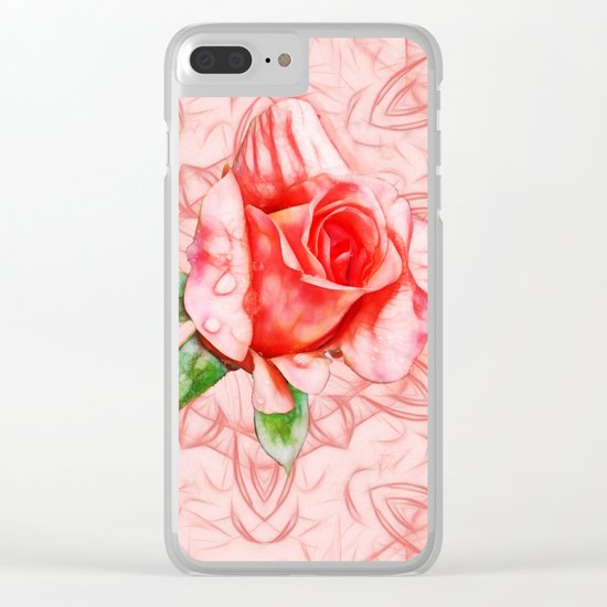 Pink rose on elegant kaleidoscope Clear iPhone Case