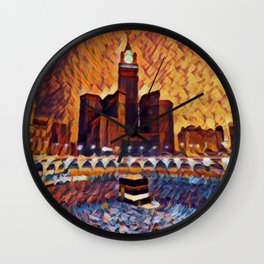 Saudi Arabia Mecca Artistic Illustration Closed Environment Style Wall Clock | Room, Architecture, Indoors, Pattern, Landmark, Holyplaces, Religion, Environment, Closed, Sitting 