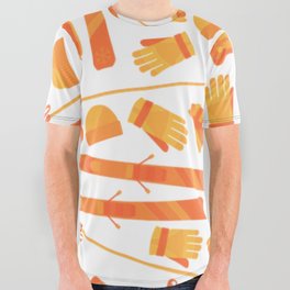 Skiing Accessories - Orange All Over Graphic Tee