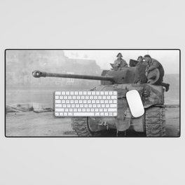 British Sherman WW2 Tank Vintage Pic Desk Mat