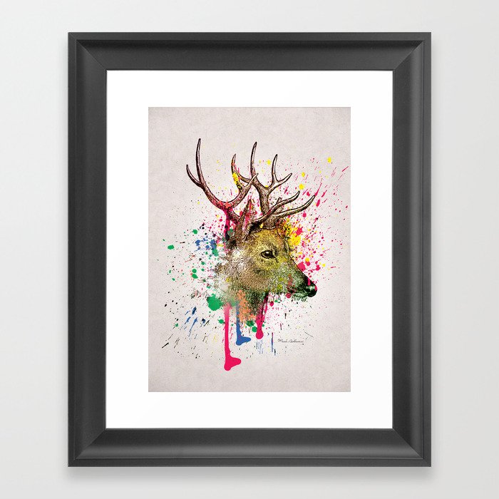 deer painting abstract Framed Art Print