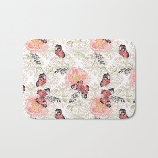 Flowers & butterflies #2 Bath Mat
