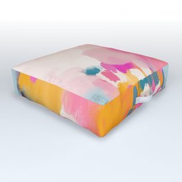 Pink reflection-abstract- pink, blue ,orange Outdoor Floor Cushion