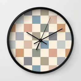 Blue & Beige Neutral Checker Wall Clock