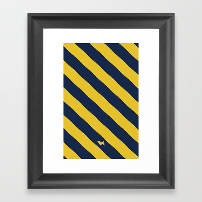 Preppy & Classy, Navy Blue / Gold Stripped Framed Art Print