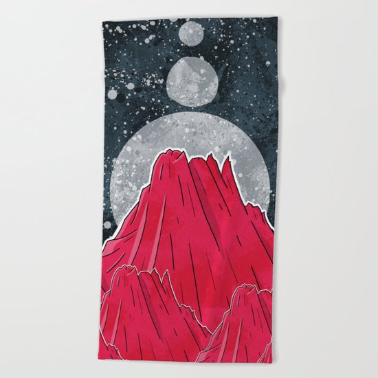 The Three Moons Over The Mountains Beach Towel