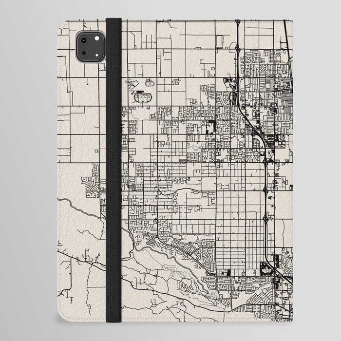 Lancaster USA - Aesthetic City Map - Black and White iPad Folio Case