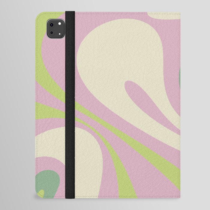 Mod Swirl Retro Abstract Pattern in Soft Pastel Lavender Pink Lime Green Cream iPad Folio Case