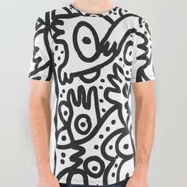Black and White Graffiti Street art Ink Marker  All Over Graphic Tee