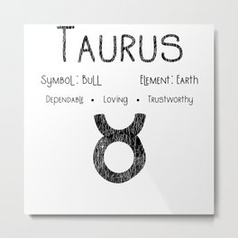 Taurus Horoscope Astrology Star Sign Birthday Gift Metal Print
