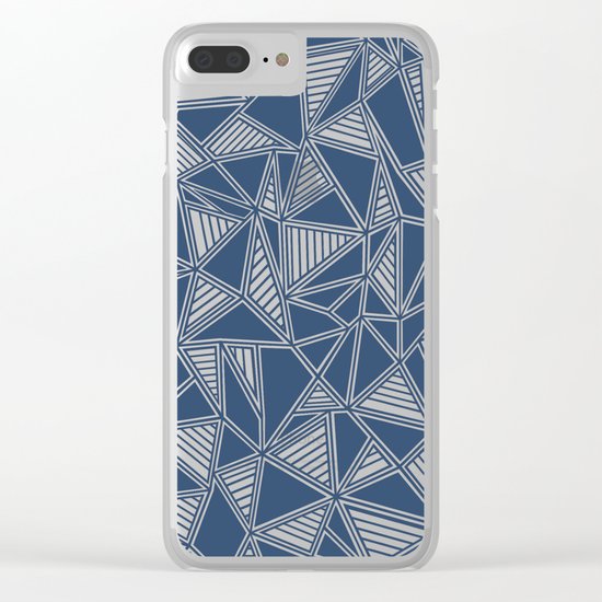 Abstract Outline Lines Navy Clear iPhone Case