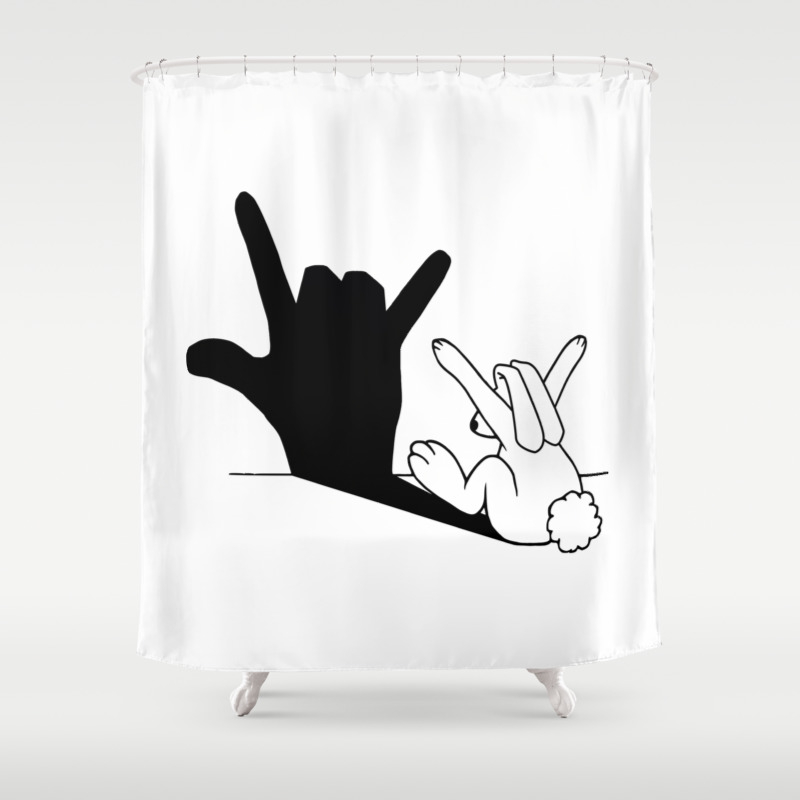 Rabbit Love Hand Shadow Shower Curtain, Shadow Shower Curtain