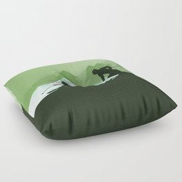 Winter Sport • Best Skiing Design Ever • Green Background Floor Pillow