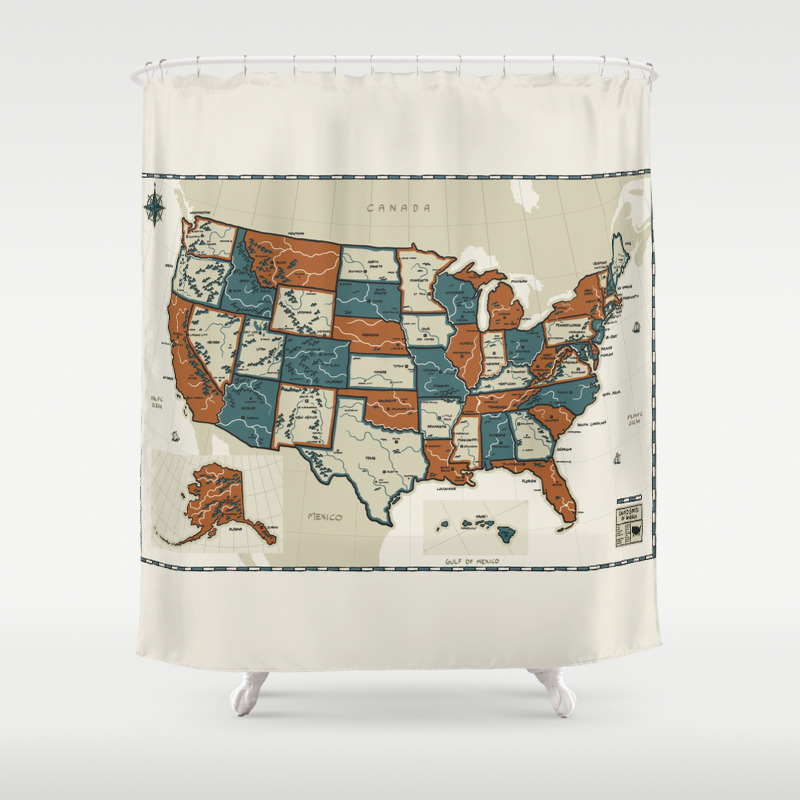 Usa Vintage Map Shower Curtain By Pockets Society6