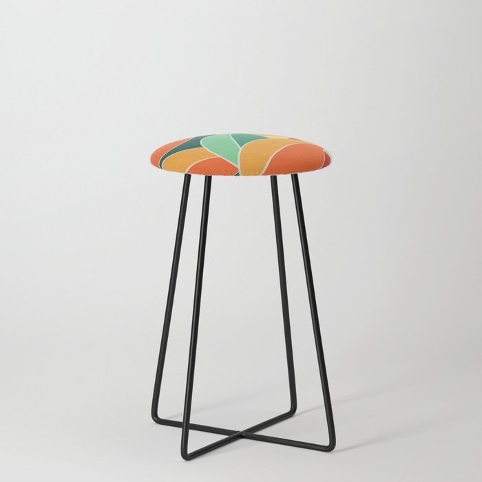 Soft Colorful Leaves Foliage Abstract Nature Art Drawing In Warm Natural African Color Palette Counter Stool
