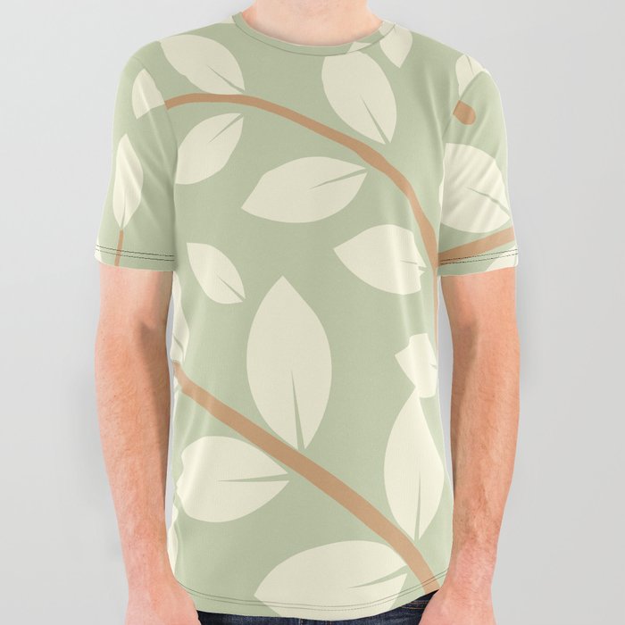 Vintage Leaves Pattern All Over Graphic Tee
