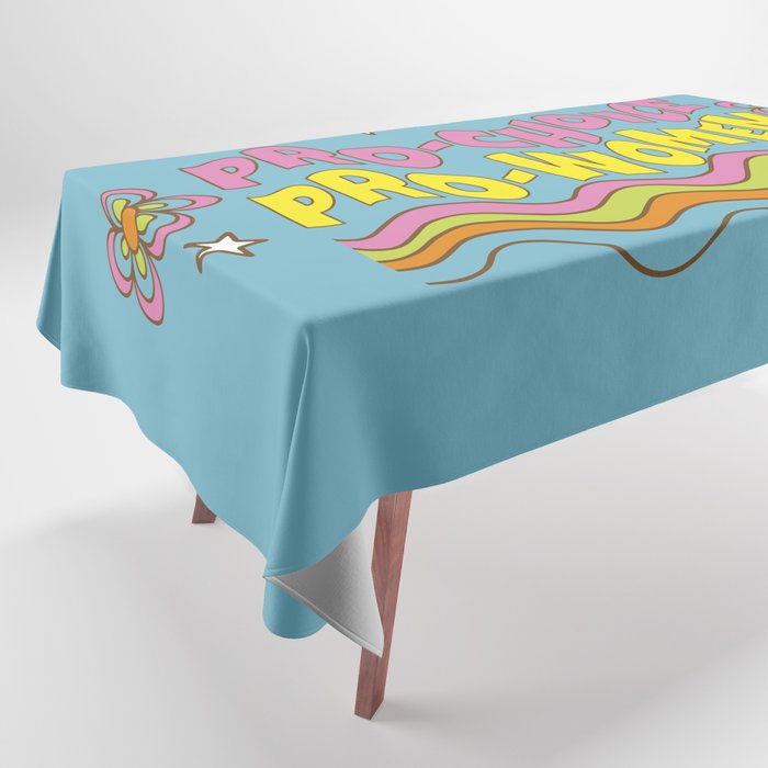 Pro-Choice Groovy Typography Blue Tablecloth