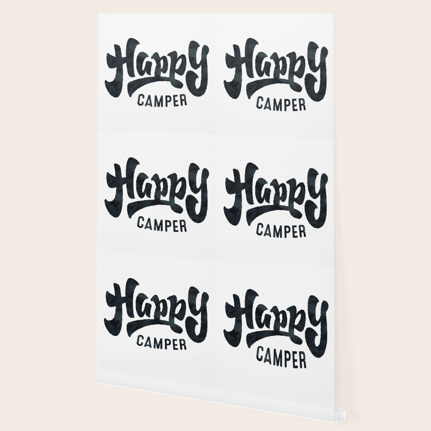 Happy Camper Black And White Retro Wallpaper